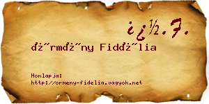 Örmény Fidélia névjegykártya